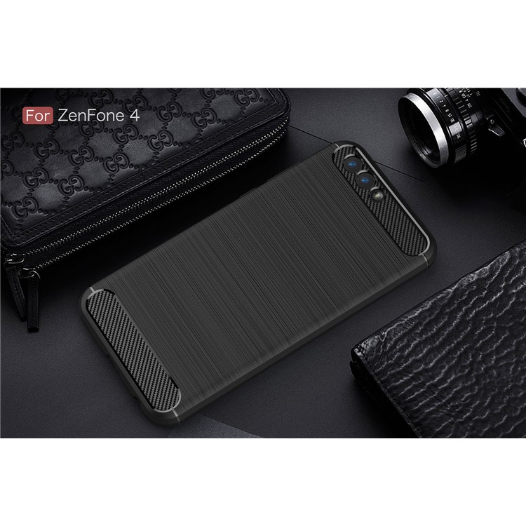 Carbon Fiber Texture Brushed TPU Mobile Phone Case for Asus ZenFone 4 ZE554KL - Black-10