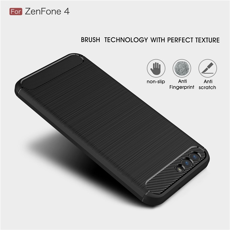 Carbon Fiber Texture Brushed TPU Mobile Phone Case for Asus ZenFone 4 ZE554KL - Black-3