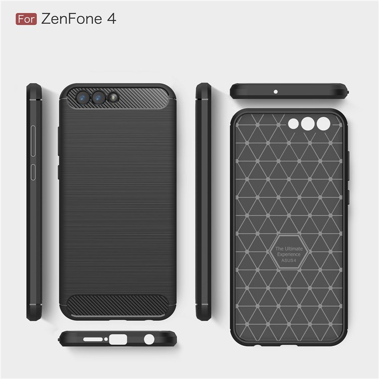 Carbon Fiber Texture Brushed TPU Mobile Phone Case for Asus ZenFone 4 ZE554KL - Black-9