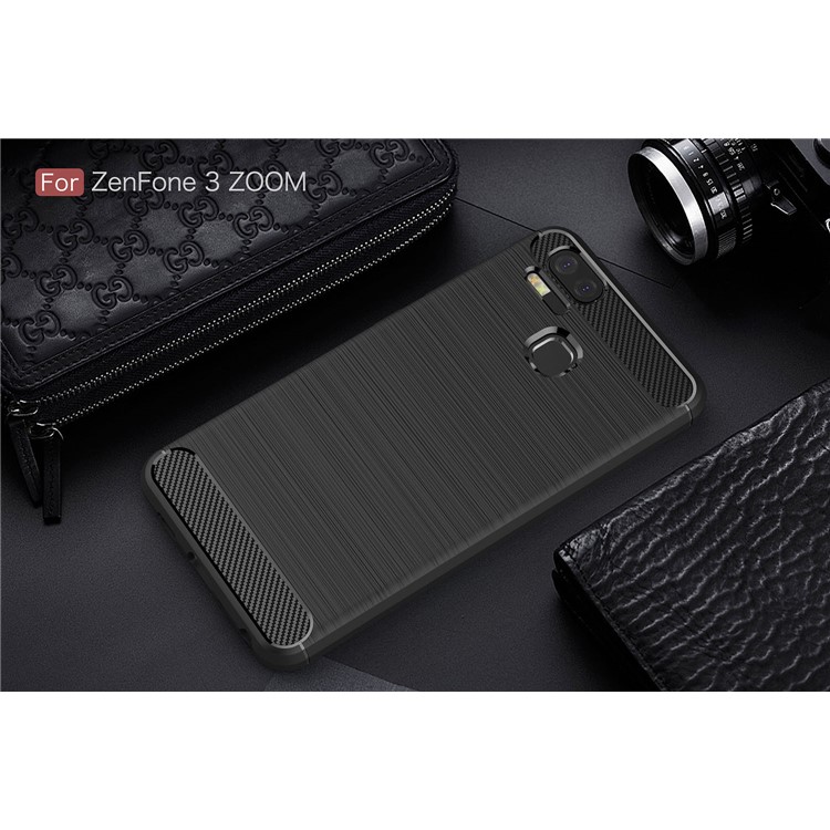 Carbon Fiber Texture Brushed TPU Mobile Phone Case for Asus ZenFone 3 Zoom ZE553KL - Black-10