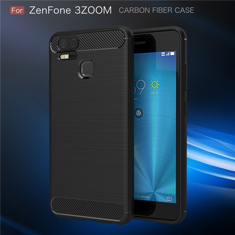 Carbon Fiber Texture Brushed TPU Mobile Phone Case for Asus ZenFone 3 Zoom ZE553KL - Black-2