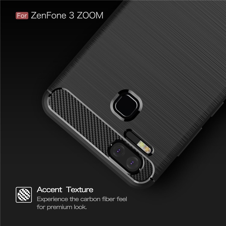 Carbon Fiber Texture Brushed TPU Mobile Phone Case for Asus ZenFone 3 Zoom ZE553KL - Black-4