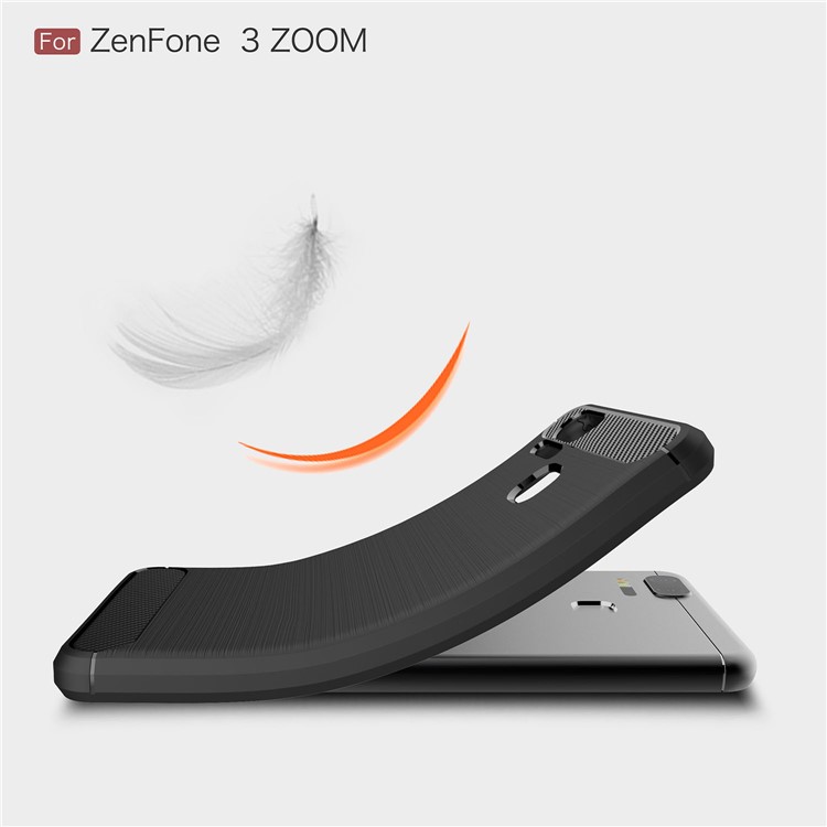 Carbon Fiber Texture Brushed TPU Mobile Phone Case for Asus ZenFone 3 Zoom ZE553KL - Black-7