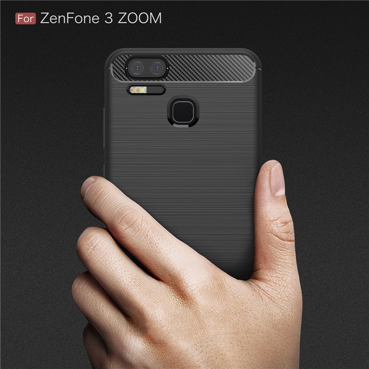 Carbon Fiber Texture Brushed TPU Mobile Phone Case for Asus ZenFone 3 Zoom ZE553KL - Black-8