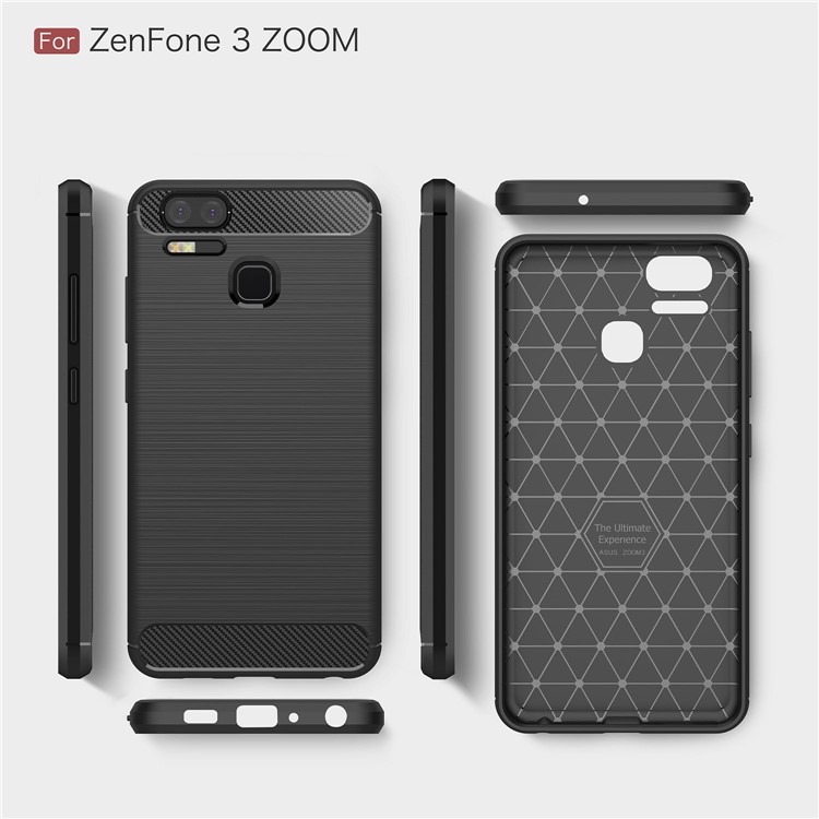 Carbon Fiber Texture Brushed TPU Mobile Phone Case for Asus ZenFone 3 Zoom ZE553KL - Black-9