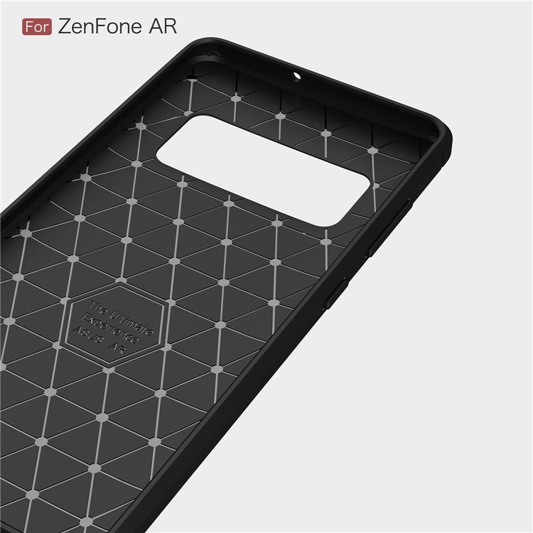 Carbon Fiber Texture Brushed TPU Mobile Phone Case for Asus ZenFone AR-ZS571KL - Black-5