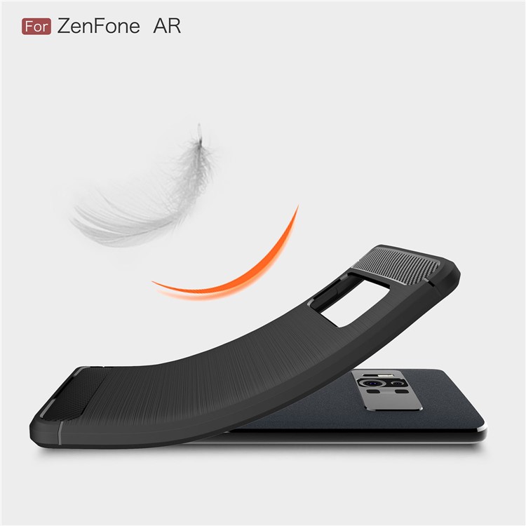 Carbon Fiber Texture Brushed TPU Mobile Phone Case for Asus ZenFone AR-ZS571KL - Black-7