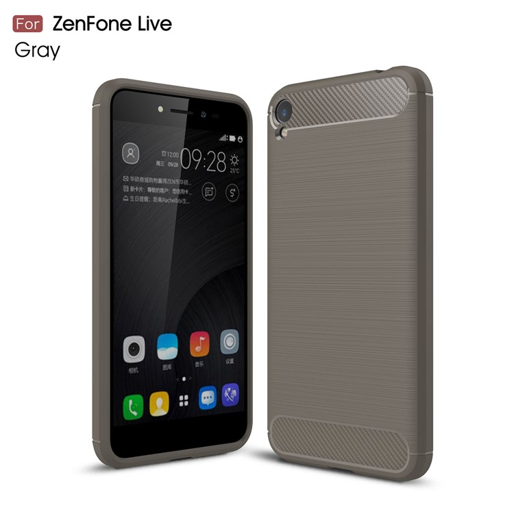 Carbon Fiber Texture Brushed TPU Mobile Shell for Asus Zenfone Live ZB501KL - Grey-1