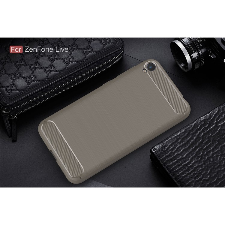 Carbon Fiber Texture Brushed TPU Mobile Shell for Asus Zenfone Live ZB501KL - Grey-2