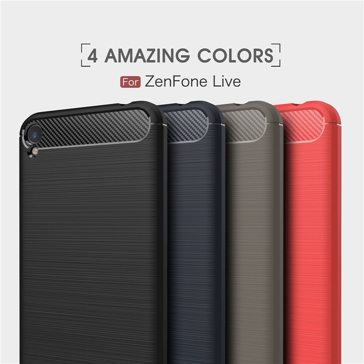 Carbon Fiber Texture Brushed TPU Mobile Shell for Asus Zenfone Live ZB501KL - Grey-3
