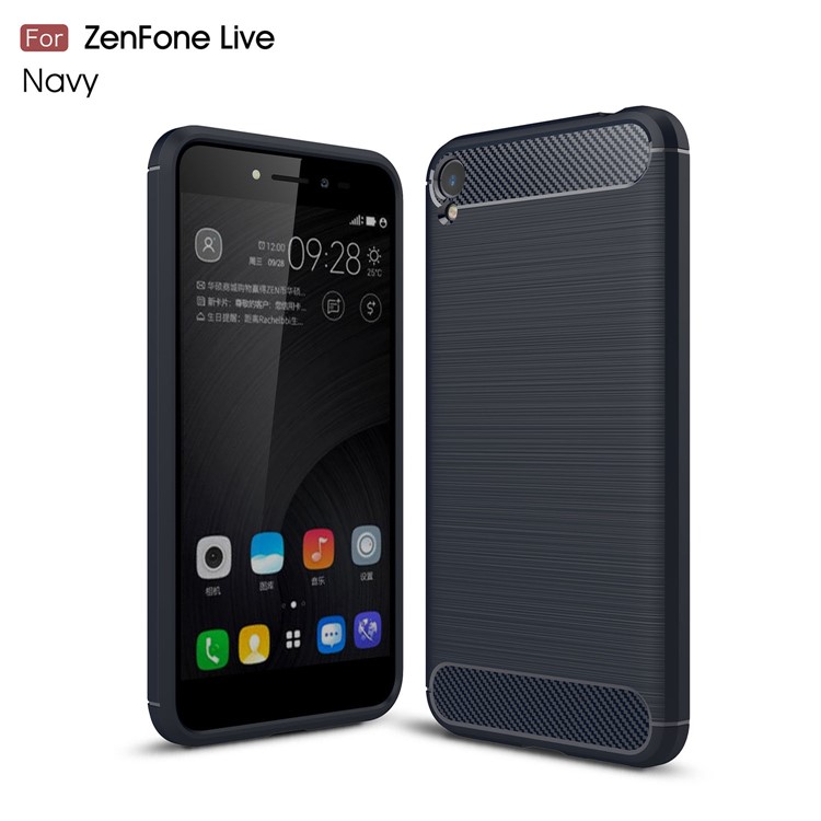 For Asus Zenfone Live ZB501KL Carbon Fiber Texture Brushed TPU Case Shell - Dark Blue-1