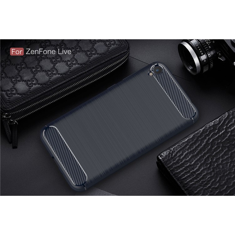 For Asus Zenfone Live ZB501KL Carbon Fiber Texture Brushed TPU Case Shell - Dark Blue-2