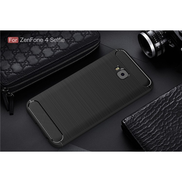 Carbon Fiber Texture Brushed TPU Mobile Phone Case for Asus Zenfone 4 Selfie Pro ZD552KL - Black-10