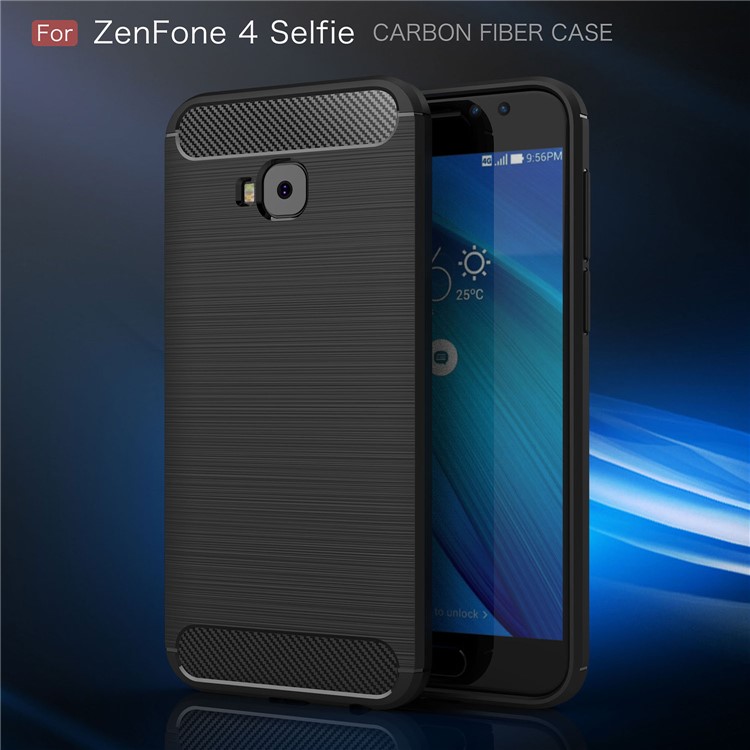 Carbon Fiber Texture Brushed TPU Mobile Phone Case for Asus Zenfone 4 Selfie Pro ZD552KL - Black-2