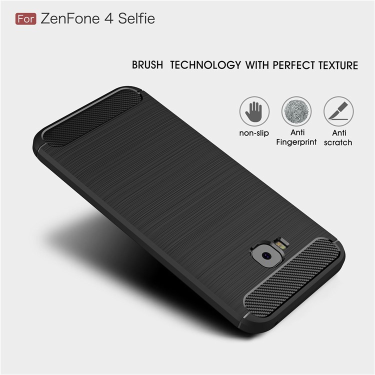 Carbon Fiber Texture Brushed TPU Mobile Phone Case for Asus Zenfone 4 Selfie Pro ZD552KL - Black-3