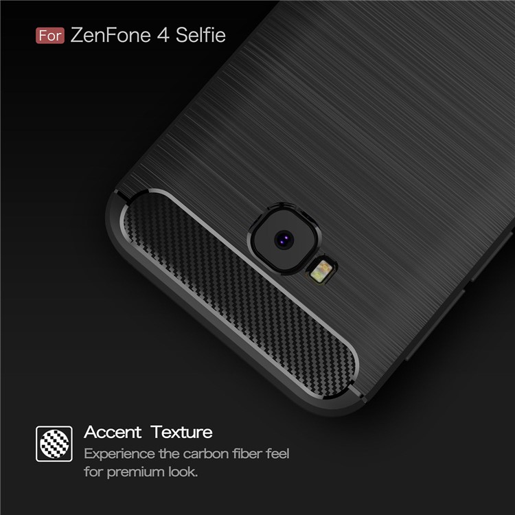 Carbon Fiber Texture Brushed TPU Mobile Phone Case for Asus Zenfone 4 Selfie Pro ZD552KL - Black-4