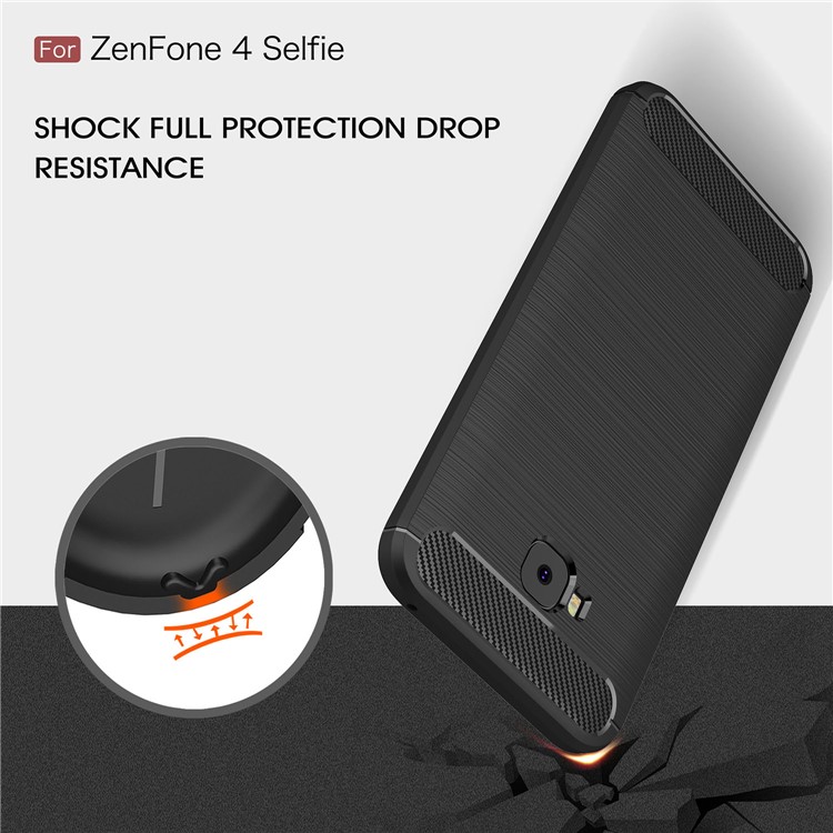 Carbon Fiber Texture Brushed TPU Mobile Phone Case for Asus Zenfone 4 Selfie Pro ZD552KL - Black-6