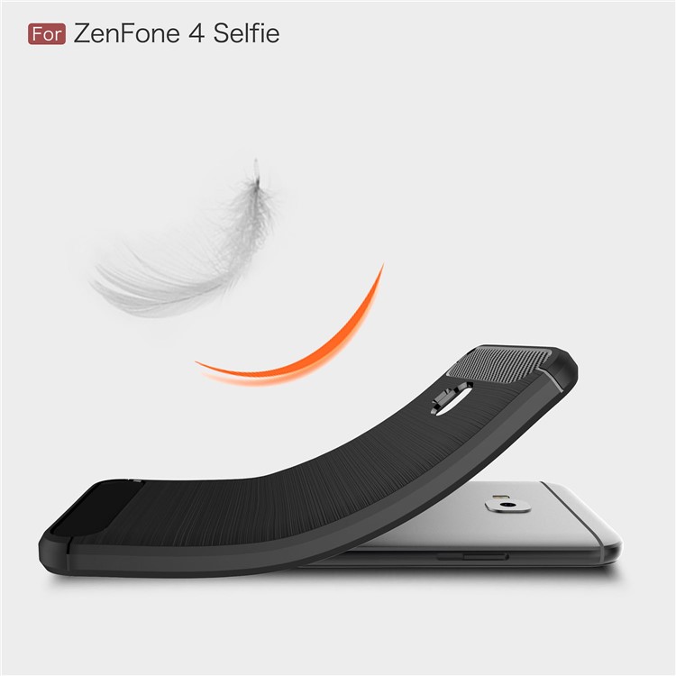 Carbon Fiber Texture Brushed TPU Mobile Phone Case for Asus Zenfone 4 Selfie Pro ZD552KL - Black-7