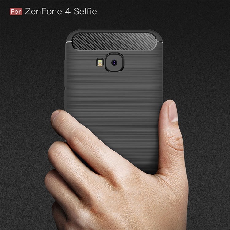 Carbon Fiber Texture Brushed TPU Mobile Phone Case for Asus Zenfone 4 Selfie Pro ZD552KL - Black-8