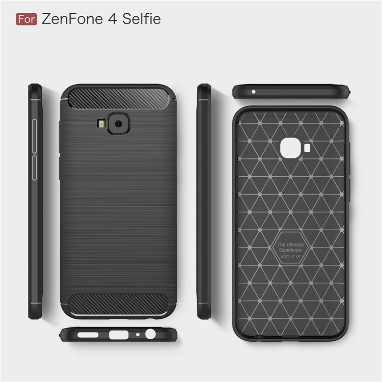 Carbon Fiber Texture Brushed TPU Mobile Phone Case for Asus Zenfone 4 Selfie Pro ZD552KL - Black-9