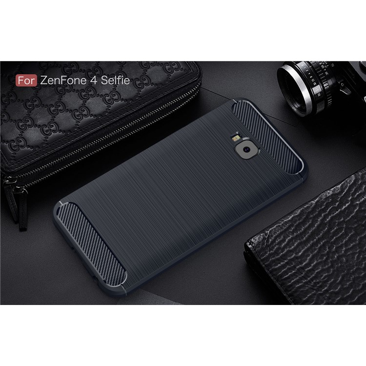 Carbon Fiber Texture Brushed TPU Cell Phone Casing for Asus Zenfone 4 Selfie Pro ZD552KL - Dark Blue-2