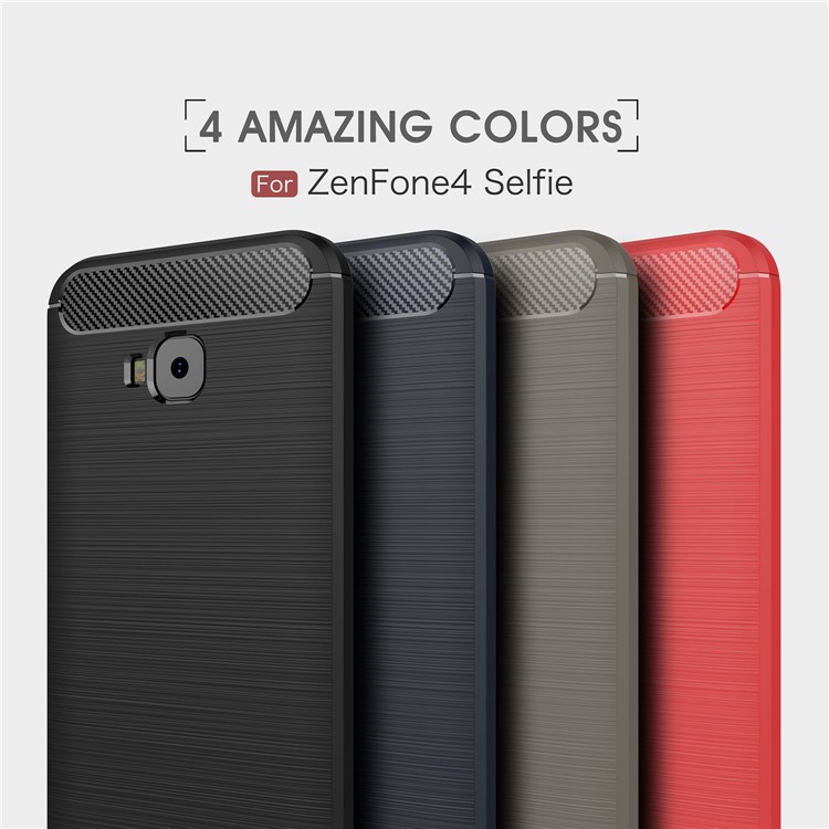 Carbon Fiber Texture Brushed TPU Cell Phone Casing for Asus Zenfone 4 Selfie Pro ZD552KL - Dark Blue-3