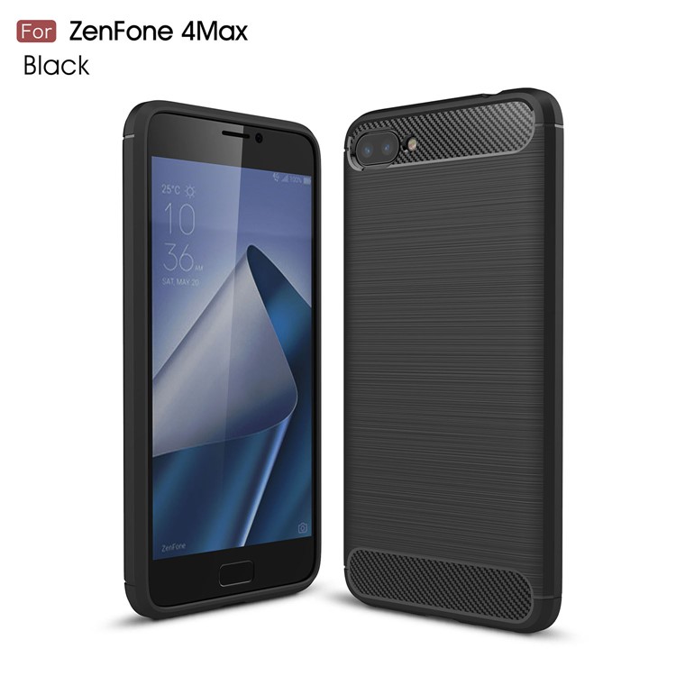 Carbon Fiber Texture Brushed TPU Mobile Phone Case for Asus Zenfone 4 Max Plus ZC554KL - Black-1