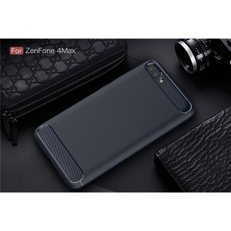 Carbon Fiber Texture Brushed TPU Cell Phone Cover for Asus Zenfone 4 Max Plus ZC554KL - Dark Blue-2