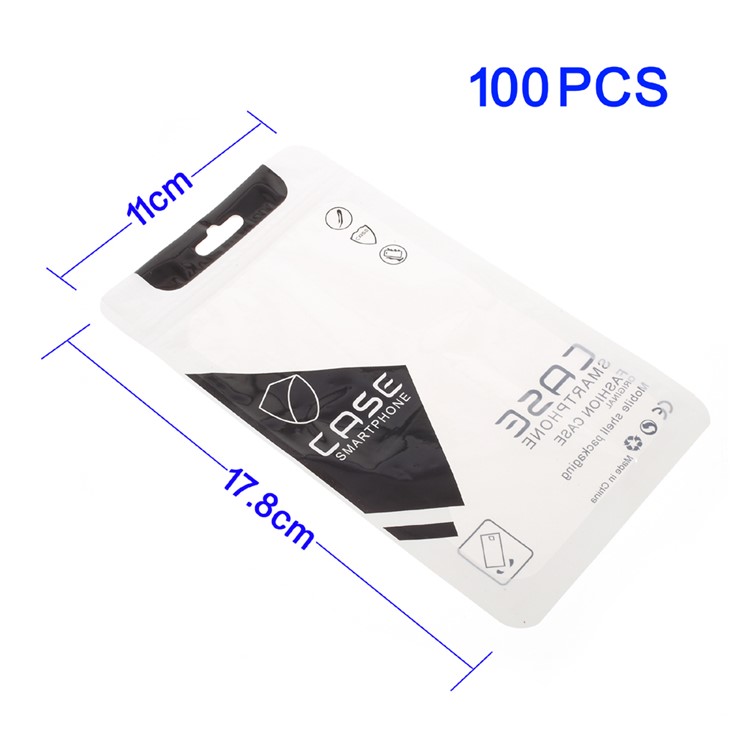 100Pcs/Lot Ziplock Package Packaging Bag for iPhone 8 Plus/7 Plus Case, Size: 17.8x11cm - Black-1