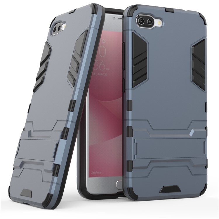 Shockproof PC + TPU Hybrid Kickstand Cell Phone Shell for Asus ZenFone 4 Max (ZC554KL) - Dark Blue-1