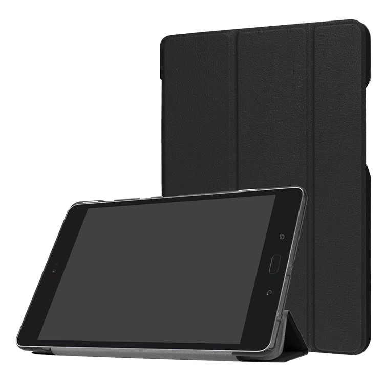 Tri-fold Leather Stand Tablet Case for Asus Zenpad Z8s ZT582KL - Black-1