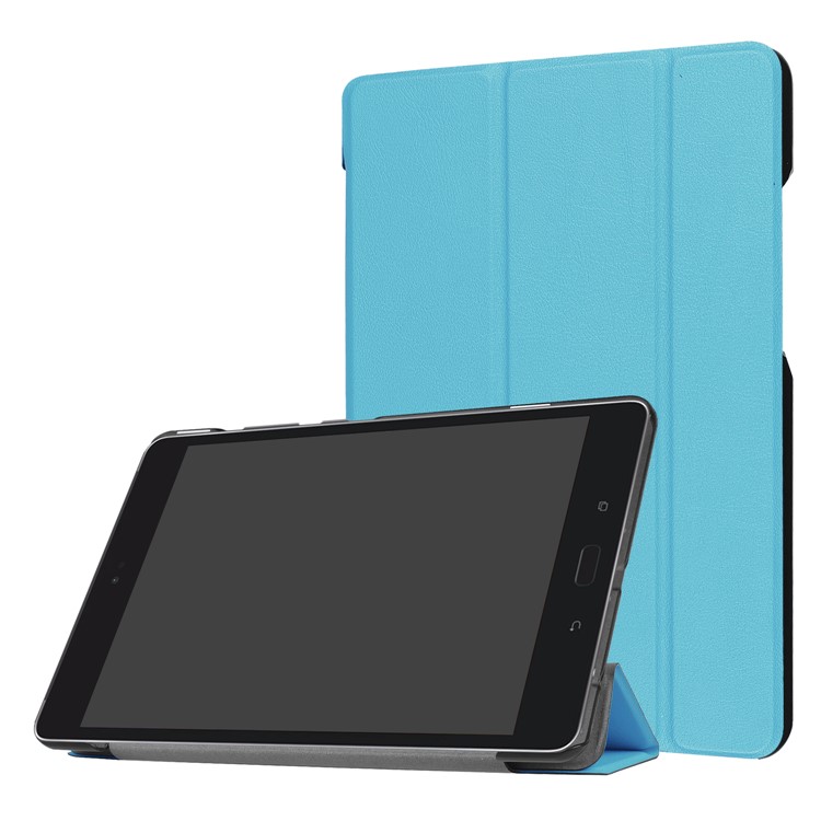 Tri-fold Stand Leather Tablet Folio Case for Asus Zenpad Z8s ZT582KL - Baby Blue-1