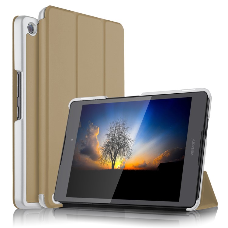 Tri-fold Stand Leather Smart Protector Case for Asus ZenPad 3 8.0 Z581KL - Gold-1