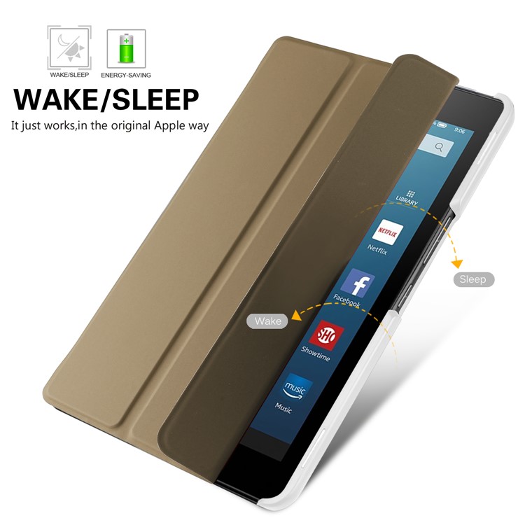Tri-fold Stand Leather Smart Protector Case for Asus ZenPad 3 8.0 Z581KL - Gold-3