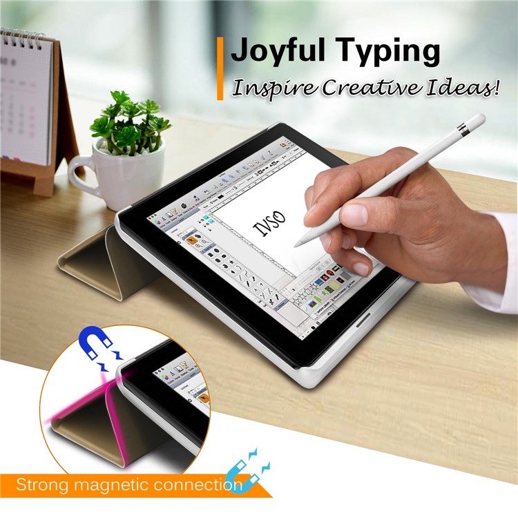 Tri-fold Stand Leather Smart Protector Case for Asus ZenPad 3 8.0 Z581KL - Gold-6