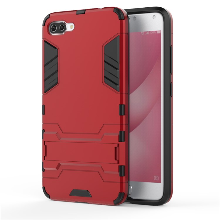 Shockproof PC + TPU Hybrid Kickstand Phone Casing for Asus ZenFone 4 Max Plus (ZC554KL) - Red-2