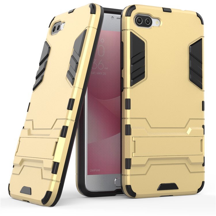 Shockproof PC + TPU Hybrid Kickstand Mobile Phone Case for Asus ZenFone 4 Max Plus (ZC554KL) - Gold-1