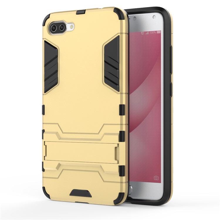 Shockproof PC + TPU Hybrid Kickstand Mobile Phone Case for Asus ZenFone 4 Max Plus (ZC554KL) - Gold-2
