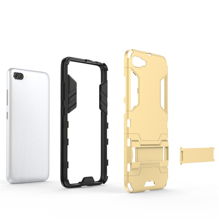 Shockproof PC + TPU Hybrid Kickstand Mobile Phone Case for Asus ZenFone 4 Max Plus (ZC554KL) - Gold-5