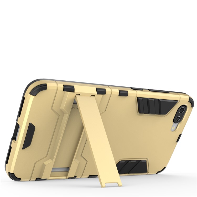 Shockproof PC + TPU Hybrid Kickstand Mobile Phone Case for Asus ZenFone 4 Max Plus (ZC554KL) - Gold-6