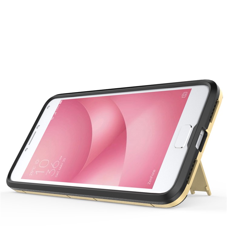 Shockproof PC + TPU Hybrid Kickstand Mobile Phone Case for Asus ZenFone 4 Max Plus (ZC554KL) - Gold-7