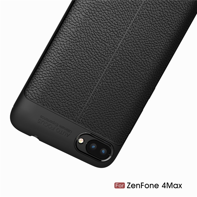 Litchi Grain PU Leather Coated TPU Cell Phone Cover for Asus ZenFone 4 Max / 4 Max Pro / 4 Max Plus (ZC554KL) - Black-12