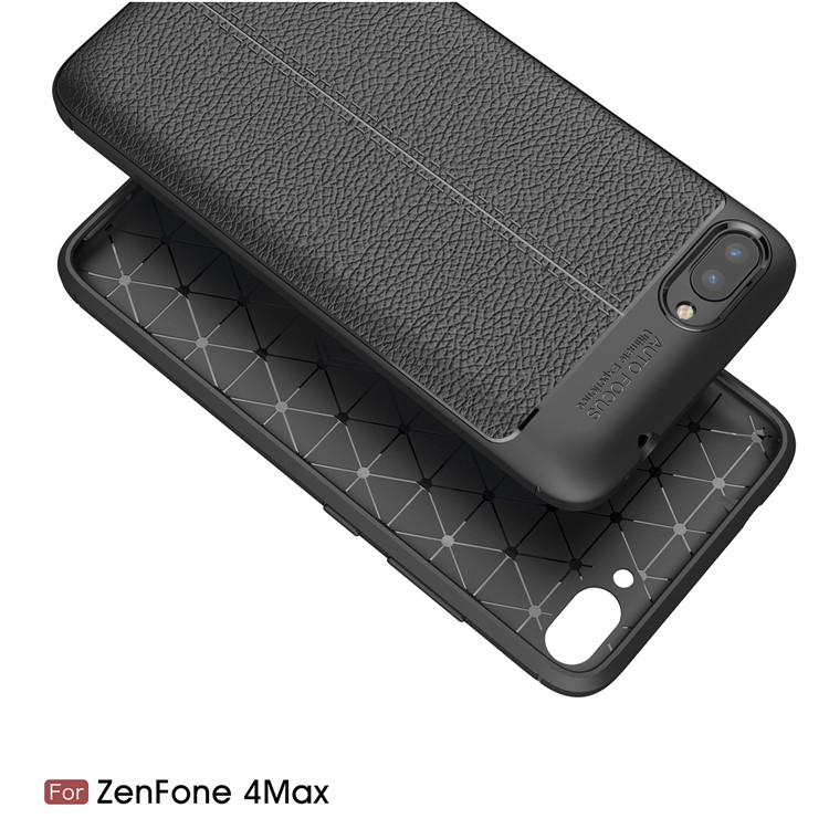 Litchi Grain PU Leather Coated TPU Cell Phone Cover for Asus ZenFone 4 Max / 4 Max Pro / 4 Max Plus (ZC554KL) - Black-2