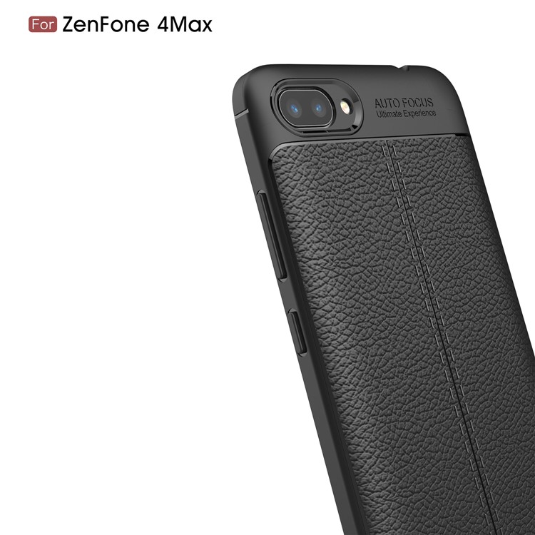 Litchi Grain PU Leather Coated TPU Cell Phone Cover for Asus ZenFone 4 Max / 4 Max Pro / 4 Max Plus (ZC554KL) - Black-3