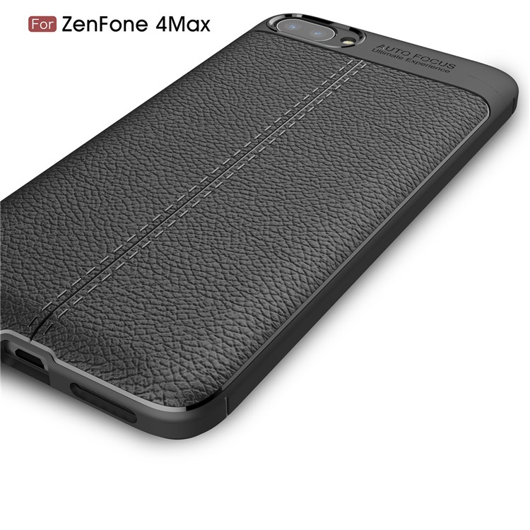 Litchi Grain PU Leather Coated TPU Cell Phone Cover for Asus ZenFone 4 Max / 4 Max Pro / 4 Max Plus (ZC554KL) - Black-4