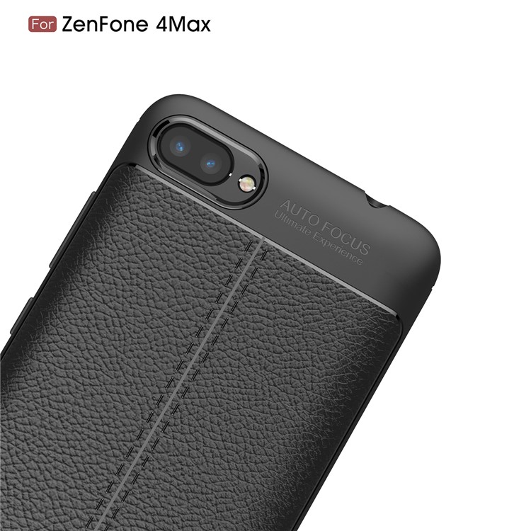Litchi Grain PU Leather Coated TPU Cell Phone Cover for Asus ZenFone 4 Max / 4 Max Pro / 4 Max Plus (ZC554KL) - Black-5