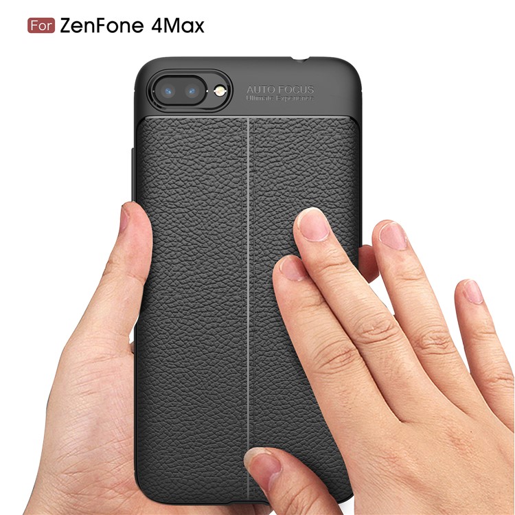 Litchi Grain PU Leather Coated TPU Cell Phone Cover for Asus ZenFone 4 Max / 4 Max Pro / 4 Max Plus (ZC554KL) - Black-7