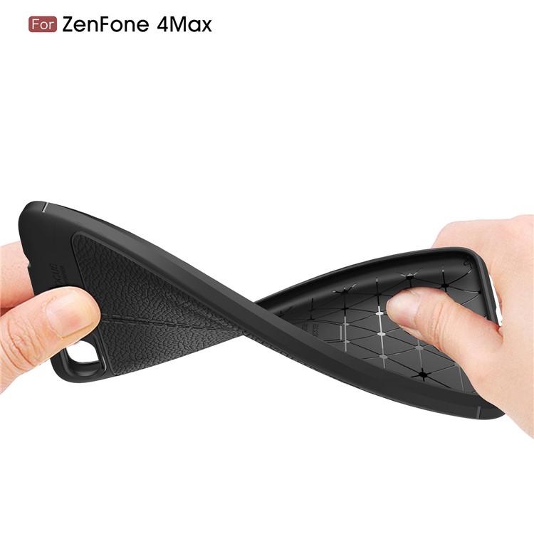 Litchi Grain PU Leather Coated TPU Cell Phone Cover for Asus ZenFone 4 Max / 4 Max Pro / 4 Max Plus (ZC554KL) - Black-8