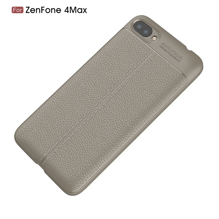 Litchi Texture PU Leather Coated TPU Mobile Phone Case for Asus ZenFone 4 Max / 4 Max Pro / 4 Max Plus (ZC554KL) - Grey-2
