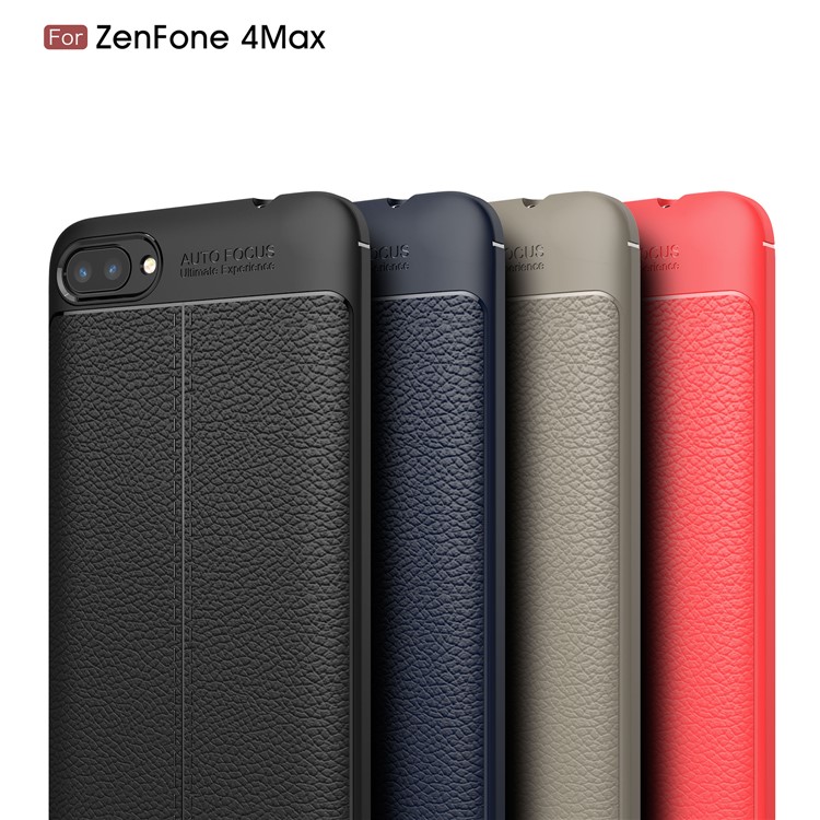 Litchi Texture PU Leather Coated TPU Mobile Phone Case for Asus ZenFone 4 Max / 4 Max Pro / 4 Max Plus (ZC554KL) - Grey-3